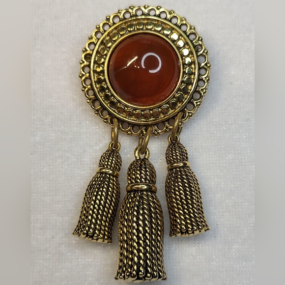 Source Unknown Jewelry - Vintage Victorian Revival Style Tassel Brooch / Pin